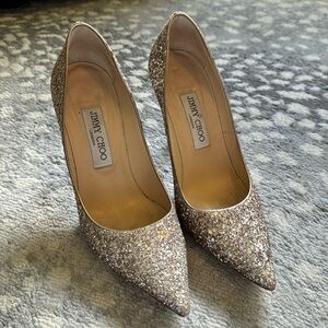 Jimmy Choo gold glitter heels size 37.5